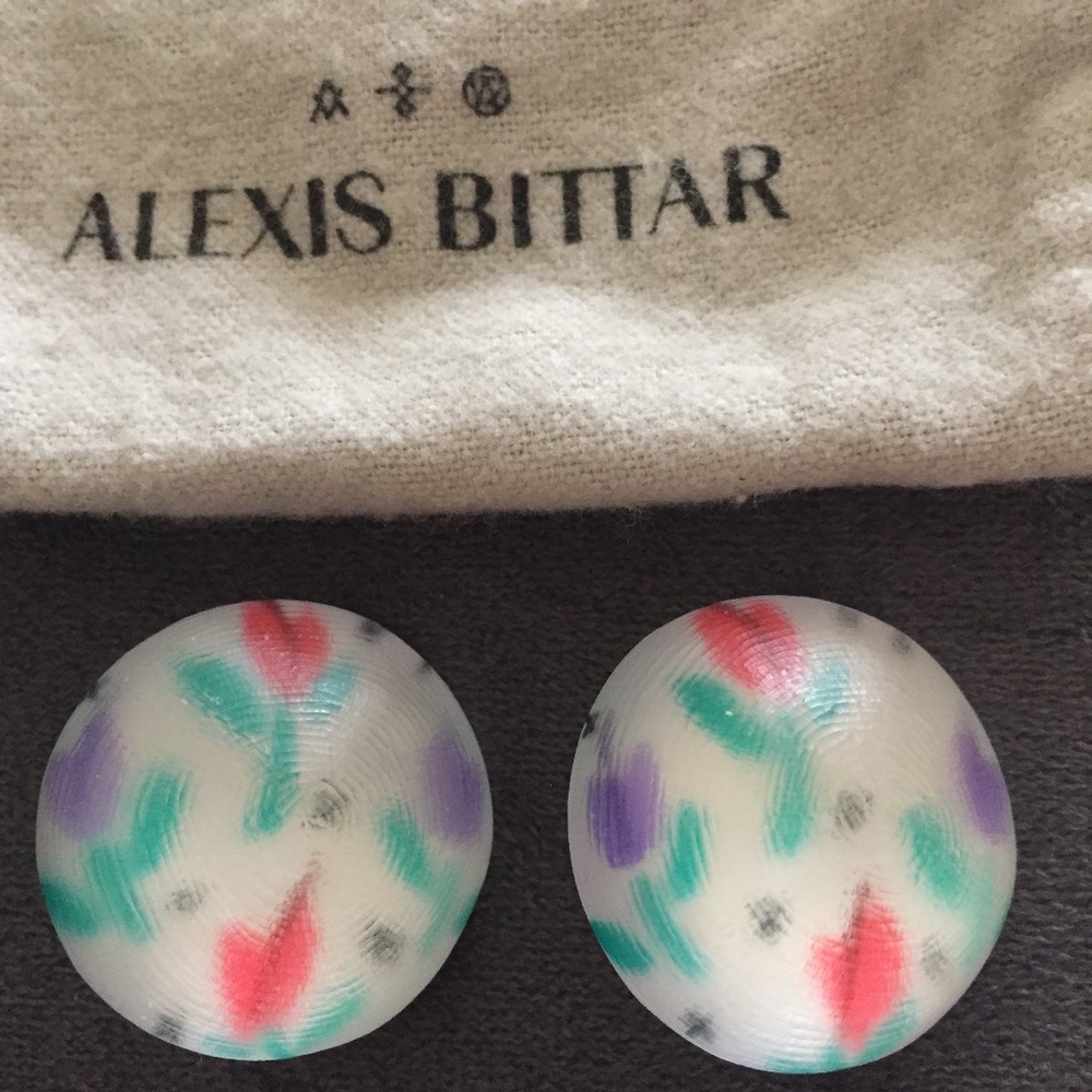 100% Authentic Alexis Bittar Medium Dome Tulip Print Clip On Earrings